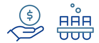 Imagen de dólares invertidos en investigación. Icono de una mano sosteniendo una moneda